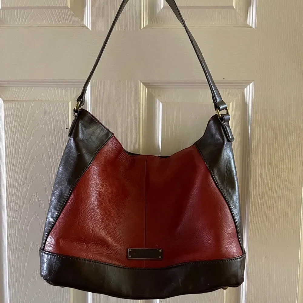 Tignanello  leather Rustic red & Brown shoulder bag with antique tone hardwares